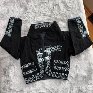 EUC Handmade Wool & Cotton w/ baby blue piping Size 4 (XS)